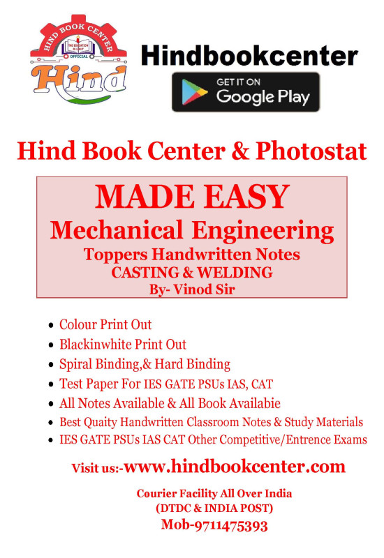 Casting,Welding By-Vinod Sir Handwritten Notes Mechanical Engineering (Made Easy)