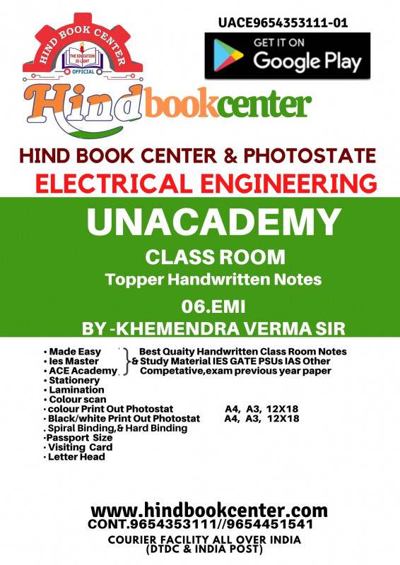 EMI Written By-Khemendra Verma Sir Unacademy Handwritten Notes Electrical Engineering