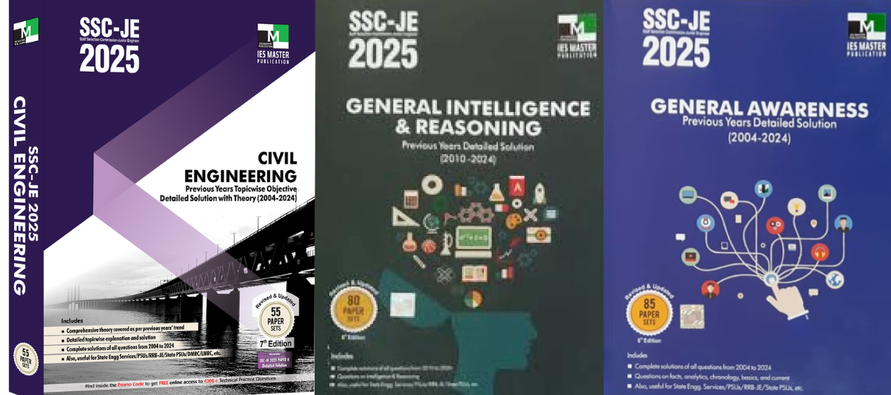 SSC-JE 2025 CIVIL ENGINEERING PREVIOUS YEARS TOPIC WISE OBJECTIVE DETAILED SOLUTION WITH THEORY General Awareness And General Intelligence and Reasoning Previous Years Detailed solution IES Master