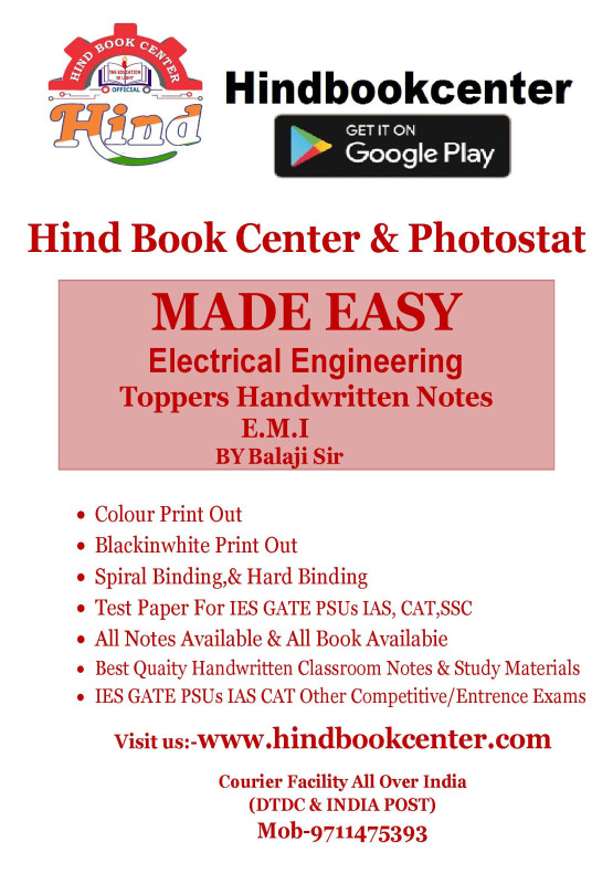 Electrical Engineering Handwritten Notes Electrical Measurement Instrumentation BY-Balaji Sir MADE EASY